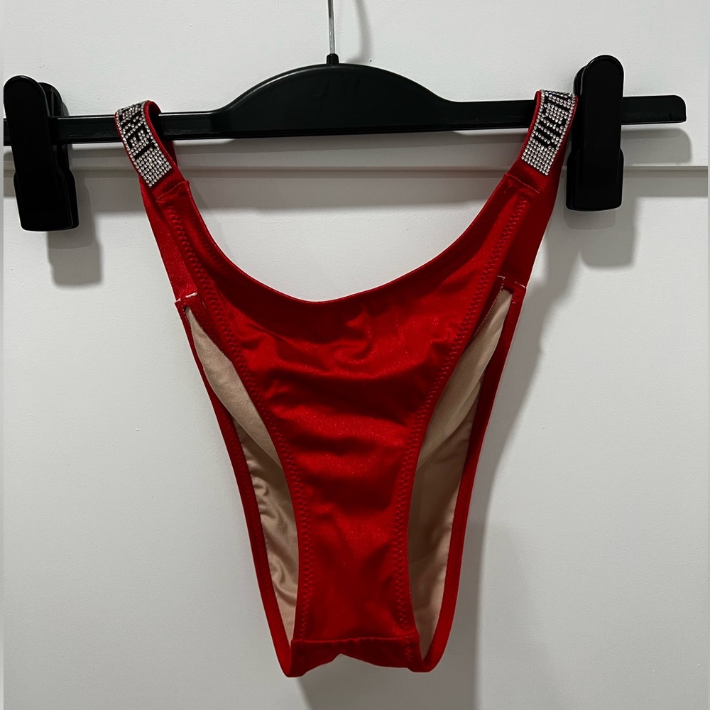 Victoria’s Secret Rhinestone Shine Brazilian Bikini Bottom Red Medium